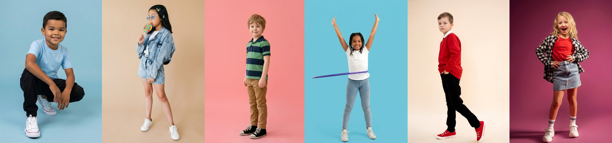 happy funny child girl draws laughing shows hands dirty with paint